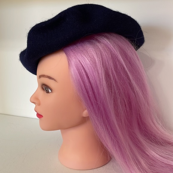 Beret French style Navy Blue Wool blend Artist Hat Cap Emily in Paris Cosplay - Picture 2 of 8